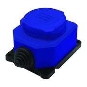 Розетка настенная 1-м 1ф «КОМПАКТ» с загл IP44 16А каучук синий UNIVersal 3047