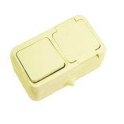 Блок ОП IP44 крем. (1кл. выкл.+роз/крыш) п/герм. Makel 18250