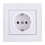Розетка 1-м СП Rain с заземл. керамика бел. LEZARD 703-0202-122