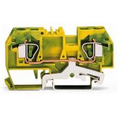 Клемма проходная 2х(0.2-6кв.мм) с заземлением желт./зел. WAGO 282-907