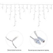 Гирлянда светодиодная «Айсикл» (бахрома) 2.4х0.6м 76LED тепл. бел. 7Вт 230В IP65 провод бел. Neon-Night 255-037-6