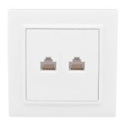 Розетка компьютерная + телефонная 2-м СП Минск RJ45 + Phone бел. Basic EKF ERK00-135-10