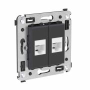 Розетка телефонная 2-м СП Avanti «Черный матовый» RJ12 без шторок механизм DKC 4412614