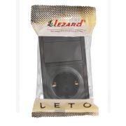 Блок ОП LETO (2-кл. выключатель + 1-м розетка с заземл.) горизонт. черн. бархат LEZARD 752-4200-170BKP