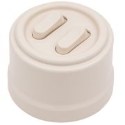 Выключатель 2-кл., пластик, цвет Песочное золото (клавишный) B1-222-24