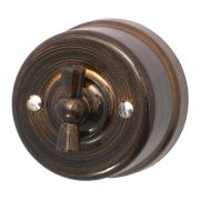 Выключатель двухклавишный, пластик, бронза B1-202-25