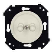 Кнопка двухтумблерная, (скрытый монтаж), пластик, цвет Слоновая кость матовый B3-232-211M-PB