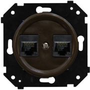 Розетка двойная компьютерная механизм + накладка, цвет Коричневый матовый (скрытый монтаж) B3-302-22M