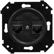 Розетка двойная компьютерная механизм + накладка, цвет Черный матовый (скрытый монтаж) B3-302-23M