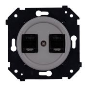 Розетка двойная компьютерная механизм + накладка, цвет Титан матовый (скрытый монтаж) B3-302-26M