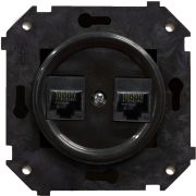 Розетка двойная компьютерная механизм+ накладка, цвет черный (скрытый монтаж) B3-302-23