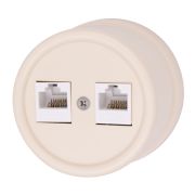 Розетка RJ45 информационная двойная, пластик, цвет Песочное золото B1-302-24