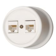 Розетка RJ45 информационная двойная, керамика, цвет белый B1-302-01