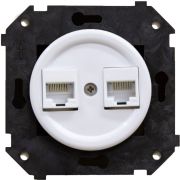 Розетка двойная компьютерная механизм + накладка, цвет белый (скрытый монтаж) B3-302-21