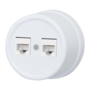 Розетка RJ45 информационная двойная, пластик, цвет Белый B1-302-21