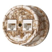 Розетка RJ45 информационная двойная, керамика, цвет мрамор B1-302-09