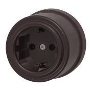 Розетка с З.К., пластик, цвет Коричневый B1-101-22