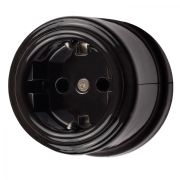 Розетка с З.К., керамика, цвет черный B1-101-03