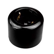 Розетка двухполюсная с ЗК, R, пластик, черный R1-101-23