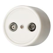 Розетка R/TV-SAT проходная, керамика, цвет белый B1-304-01