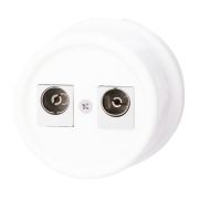 Розетка телевизионная двойная, оконечная, керамика, цвет белый B1-306-01