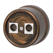 Розетка телевизионная двойная, оконечная, пластик, бронза B1-306-25