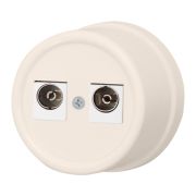 Розетка телевизионная двойная, оконечная, керамика, цвет песочное золото B1-306-04