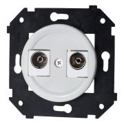 Розетка телевизионная двойная, оконечная, пластик, цвет белый B3-306-21