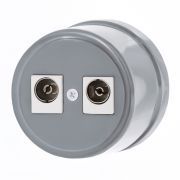 Розетка телевизионная двойная, оконечная, пластик, титан B1-306-26