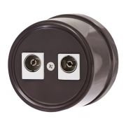 Розетка телевизионная двойная, оконечная, пластик, коричневый B1-306-22