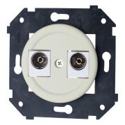 Розетка телевизионная двойная, оконечная, пластик, слоновая кость матовая B3-306-211M