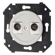 Розетка телевизионная двойная, оконечная, пластик, цвет белый матовый B3-306-21M