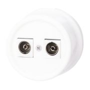 Розетка телевизионная двойная, оконечная, пластик, цвет белый B1-306-21