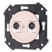 Розетка телевизионная двойная, оконечная, пластик, цвет песочное золото матовый B3-306-24M