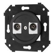 Розетка телевизионная двойная, оконечная, пластик, цвет черный матовый B3-306-23M