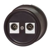 Розетка телевизионная двойная, оконечная, керамика, цвет коричневый B1-306-02