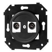 Розетка телевизионная двойная, оконечная, пластик, цвет черный B3-306-23