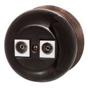 Розетка телевизионная двойная, оконечная, керамика, цвет коричневый B2-306-020/18