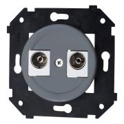 Розетка телевизионная двойная, оконечная, пластик, титан B3-306-26