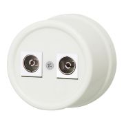 Розетка телевизионная двойная, оконечная, пластик, слоновая кость B1-306-211