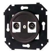 Розетка телевизионная двойная, оконечная, пластик, цвет коричневый B3-306-22