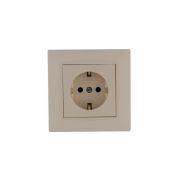 Розетка 1-м Karea RIZZ с заземл. керамика крем Makel 88010008