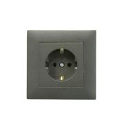 Розетка 1-м Karea RIZZ STAR с заземл. дым. металлик Makel 88050028