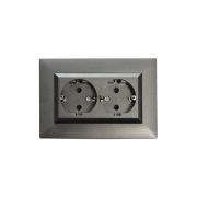 Розетка 2-я Karea RIZZ STAR с заземл. дым. металлик Makel 88050082