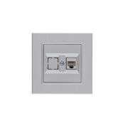 Розетка компьютерная CAT 5+гнездо Karea LINE STAR жемчуж. Makel 86100035