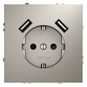 Розетка встраиваемая VOLTUM S70 с заземлением и защитными шторками, 16А, с USB, A+A, (кашемир)