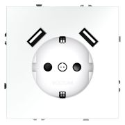 Розетка встраиваемая VOLTUM S70 с заземлением и защитными шторками, 16А, с USB, A+A, (белый матовый)