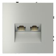 Розетка компьютерная встраиваемая VOLTUM S70 двойная RJ45+RJ45 кат.6, (сталь)