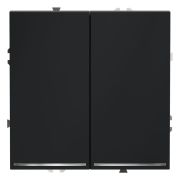 Проходной переключатель встраиваемый VOLTUM S70 двухклавишный с подсветкой 10А, (графит)