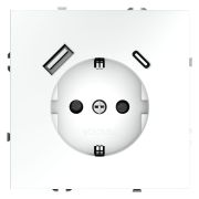 Розетка встраиваемая VOLTUM S70 с заземлением и защитными шторками, 16А, с USB, A+С, (белый матовый)